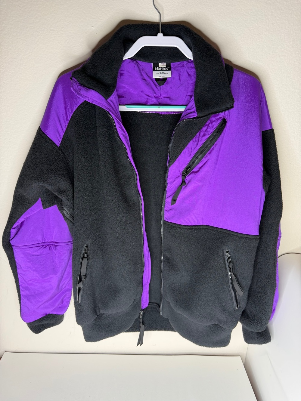 Marmot Women's PURPLE Black Fleece Jacket Ladies Size Large Full Zip Pockets